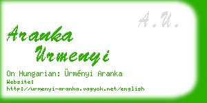 aranka urmenyi business card